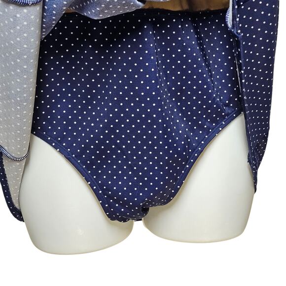 LL Bean Empire Swim Dress Navy/White Polka Dots Size 14 - Picture 3 of 8